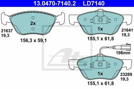 Тормозные колодки дисковые CERAMIC, комплект ATE 13.0470-7140.2