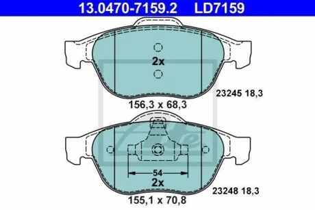 Тормозные колодки дисковые CERAMIC, комплект ATE 13.0470-7159.2