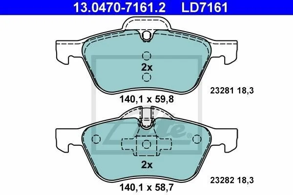 Тормозные колодки дисковые CERAMIC, комплект ATE 13.0470-7161.2 (фото 1)