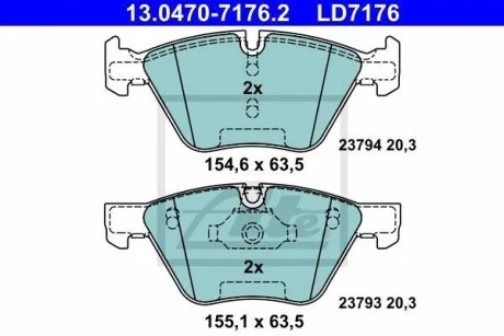 Тормозные колодки дисковые CERAMIC, комплект ATE 13.0470-7176.2