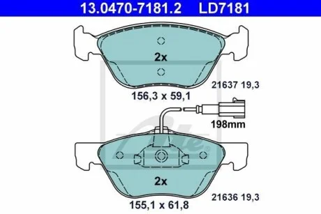 Тормозные колодки дисковые CERAMIC, комплект ATE 13.0470-7181.2