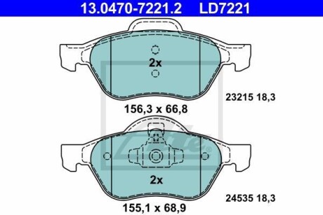 Тормозные колодки дисковые CERAMIC, комплект ATE 13.0470-7221.2