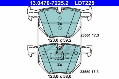Тормозные колодки дисковые CERAMIC, комплект ATE 13.0470-7225.2