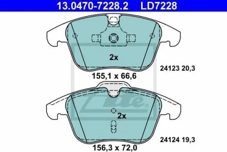 Тормозные колодки дисковые CERAMIC, комплект ATE 13.0470-7228.2