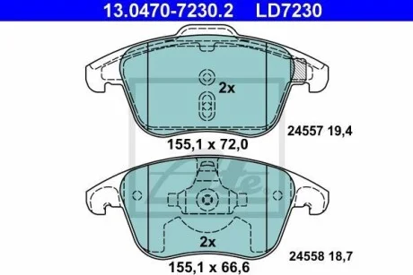 Тормозные колодки дисковые CERAMIC, комплект ATE 13.0470-7230.2