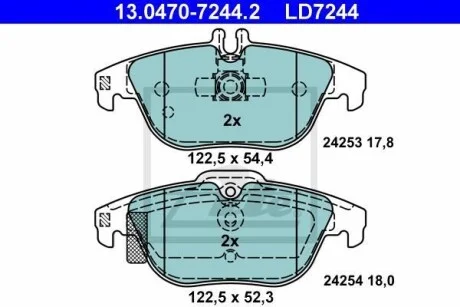Тормозные колодки дисковые CERAMIC, комплект ATE 13.0470-7244.2