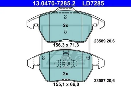 Тормозные колодки дисковые CERAMIC, комплект ATE 13.0470-7285.2