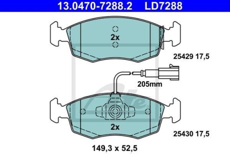 Тормозные колодки дисковые CERAMIC, комплект ATE 13.0470-7288.2