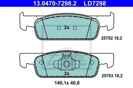 Тормозные колодки дисковые CERAMIC, комплект ATE 13.0470-7298.2
