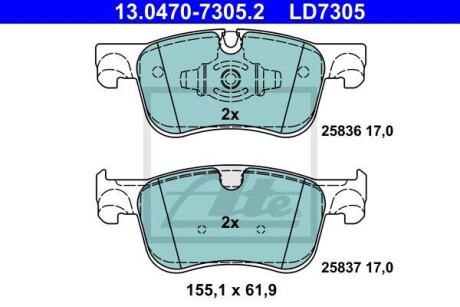 Тормозные колодки дисковые CERAMIC, комплект ATE 13.0470-7305.2