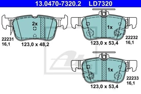 Тормозные колодки дисковые CERAMIC, комплект ATE 13.0470-7320.2