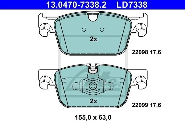 Тормозные колодки дисковые CERAMIC, комплект ATE 13.0470-7338.2 (фото 1)