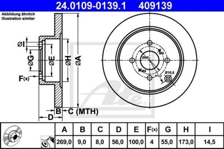 Тормозной диск задний невентилируемый ATE 24.0109-0139.1