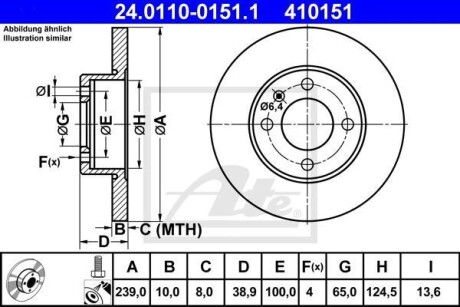 Тормозной диск передний невентилируемый ATE 24.0110-0151.1