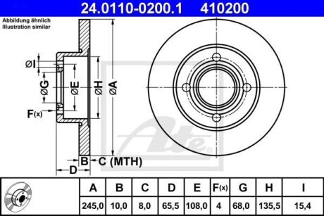 Тормозной диск задний невентилируемый ATE 24.0110-0200.1