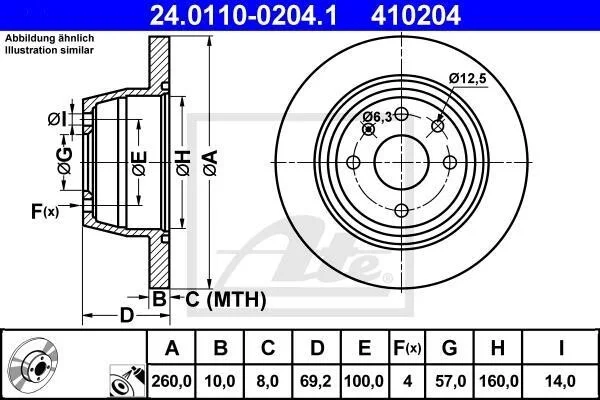 Тормозной диск задний невентилируемый ATE 24.0110-0204.1 (фото 1)