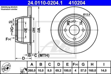 Тормозной диск задний невентилируемый ATE 24.0110-0204.1