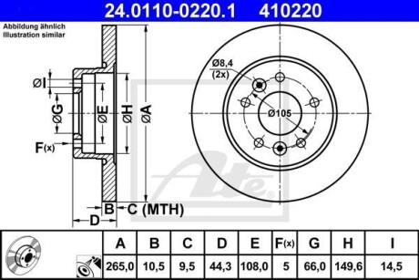 Тормозной диск задний невентилируемый ATE 24.0110-0220.1