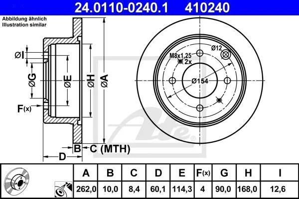 Тормозной диск задний невентилируемый ATE 24.0110-0240.1 (фото 1)