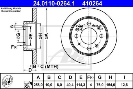 Тормозной диск задний невентилируемый ATE 24.0110-0264.1