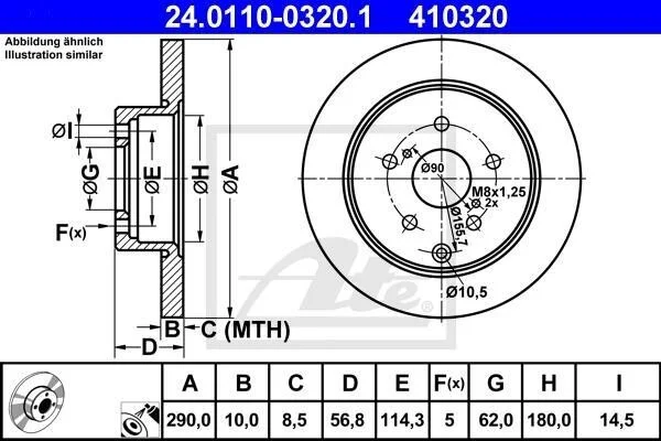 Тормозной диск задний невентилируемый ATE 24.0110-0320.1 (фото 1)