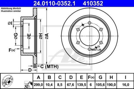 Тормозной диск задний невентилируемый ATE 24.0110-0352.1