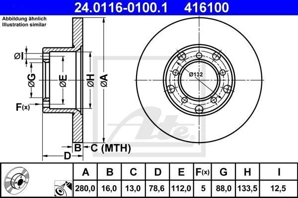 Тормозной диск передний невентилируемый ATE 24.0116-0100.1 (фото 1)