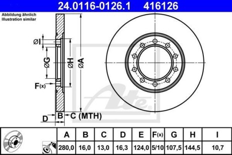 Тормозной диск задний невентилируемый ATE 24.0116-0126.1