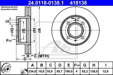 Тормозной диск передний вентилируемый ATE 24.0118-0138.1