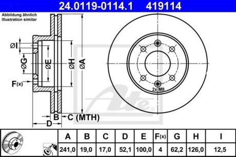 Тормозной диск передний вентилируемый ATE 24.0119-0114.1