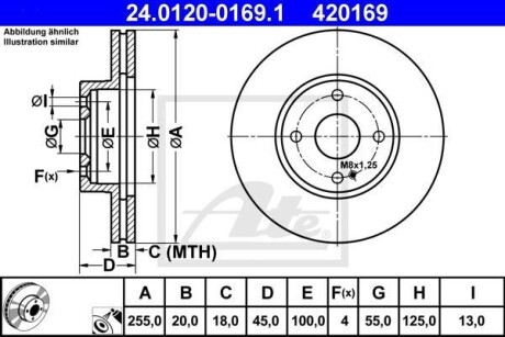 Тормозной диск передний вентилируемый ATE 24.0120-0169.1