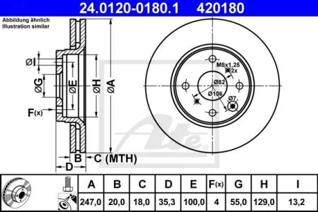 Тормозной диск передний вентилируемый ATE 24.0120-0180.1