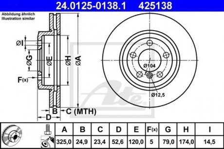 Диск гальмівний (передній) BMW 3 (E46) 99-06 (325x24.9) ATE 24.0125-0138.1