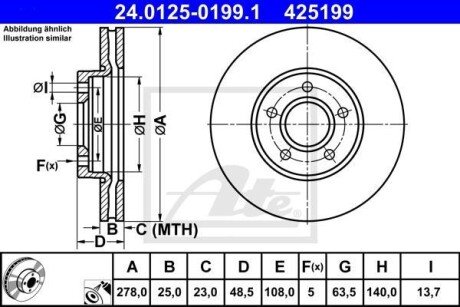 Гальмівний диск ATE 24.0125-0199.1