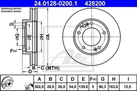 Тормозной диск передний вентилируемый ATE 24.0128-0200.1