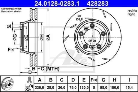 Тормозной диск задний вентилируемый ATE 24.0128-0283.1