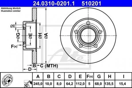 Диск гальмівний Power Disc ATE 24.0310-0201.1