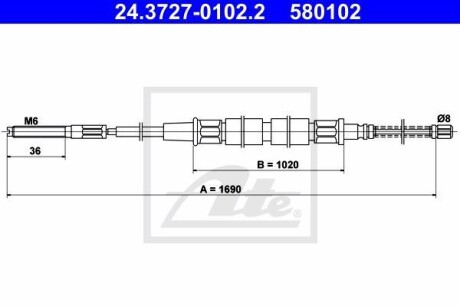 Трос ручника ATE 24.3727-0102.2