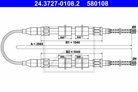 Трос ручника ATE 24.3727-0108.2