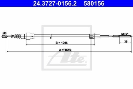 Трос ручника ATE 24.3727-0156.2