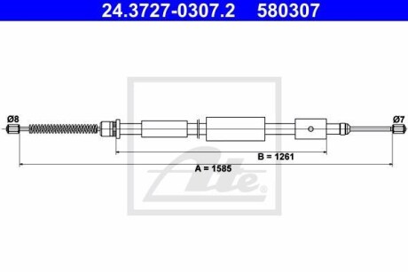Трос ручника, левый ATE 24.3727-0307.2