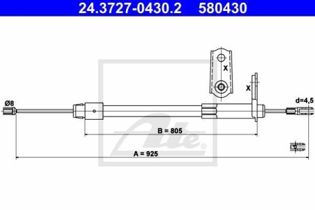 Трос ручника, левый ATE 24.3727-0430.2