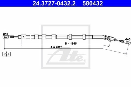 Трос ручника, левый ATE 24.3727-0432.2