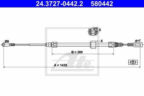 Трос ручника ATE 24.3727-0442.2