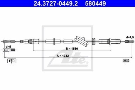 Трос зупиночних гальм ATE 24.3727-0449.2