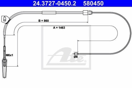 Трос ручника ATE 24.3727-0450.2