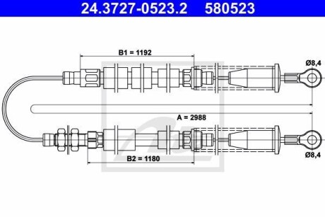 Трос ручника ATE 24.3727-0523.2