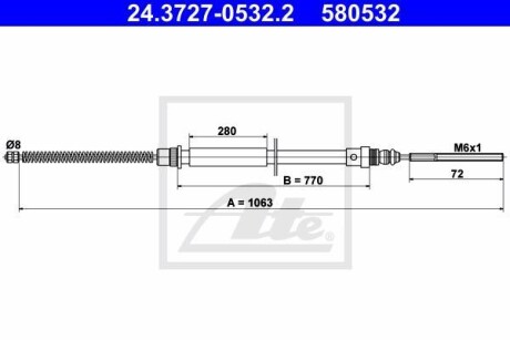 Трос ручника ATE 24.3727-0532.2