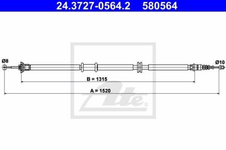 Трос ручника ATE 24.3727-0564.2