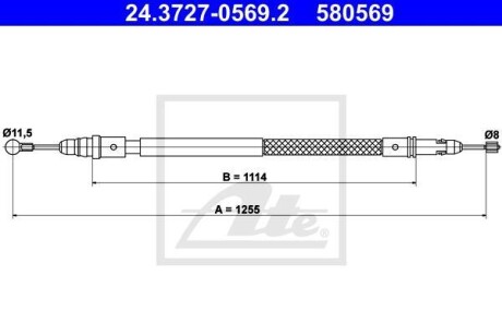 Трос ручника ATE 24.3727-0569.2